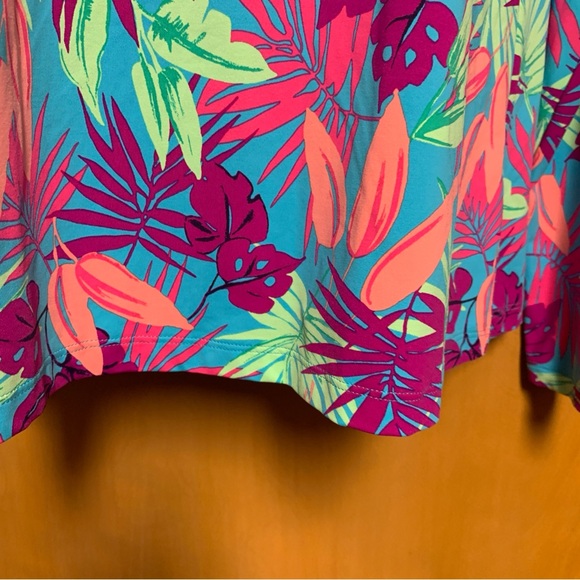 Lands End Womens Floral Tropical Long Sleeve Swim Sun Rashguard Shirt Sz LARGE - Picture 4 of 8